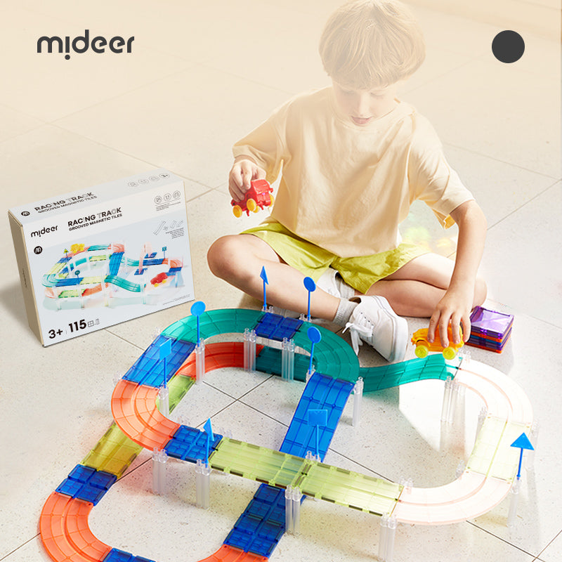 mideer Magnetiske byggeplader med racerbane