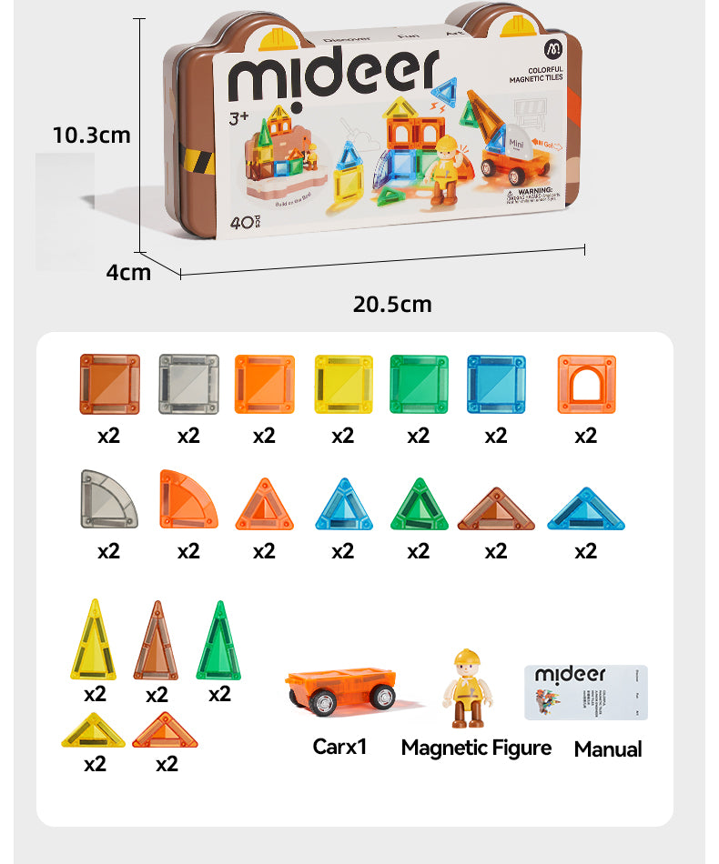 mideer Farverige magnetfliser - Junioringeniør - Minifliser