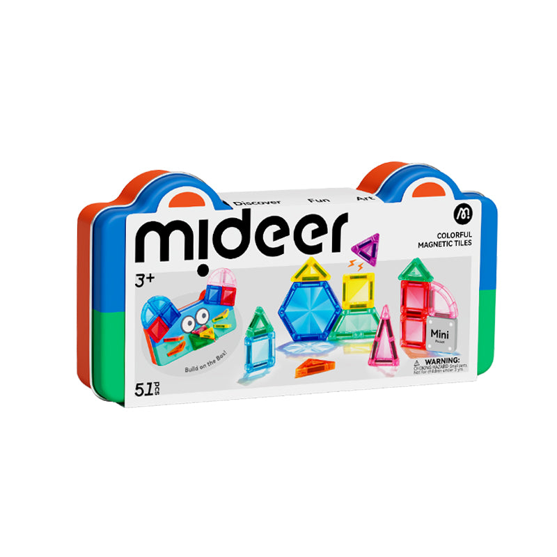 mideer Farverige magnetfliser - Kreativ minigeometri - 51 dele
