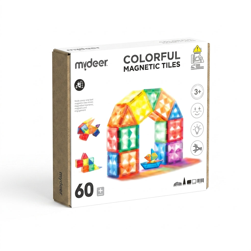 mideer Farverige magnetiske byggeplader – 60 dele