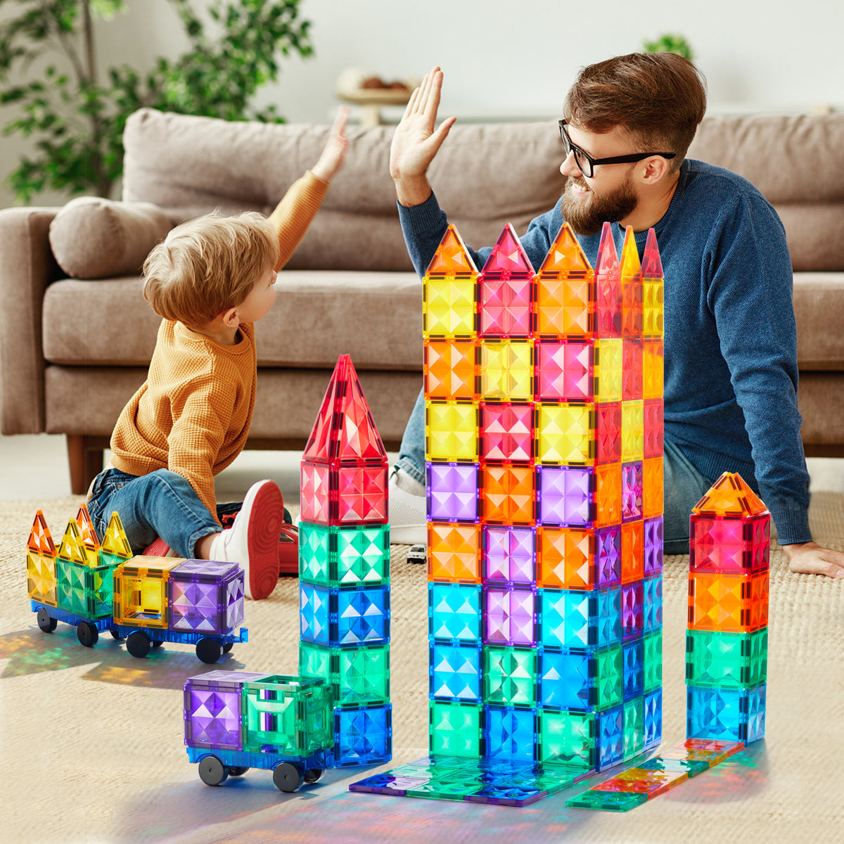 mideer Farverige magnetiske byggeplader – 60 dele
