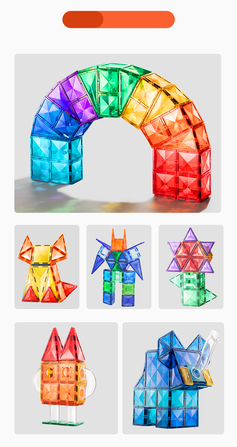 mideer Farverige magnetiske byggeplader – Kuglebane. 100 dele
