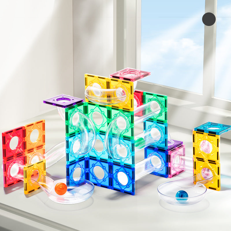 mideer Farverige magnetiske byggeplader – Kuglebane. 100 dele