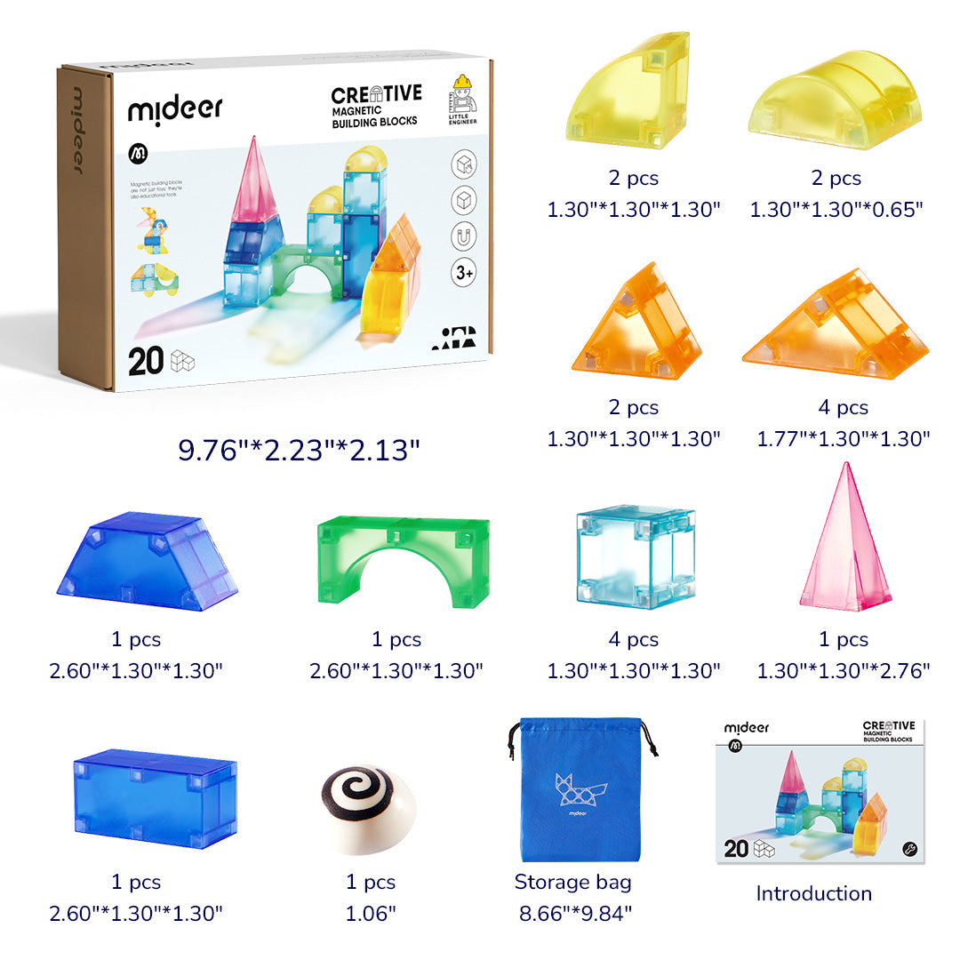 mideer Kreative magnetiske byggeklodser - 20 dele