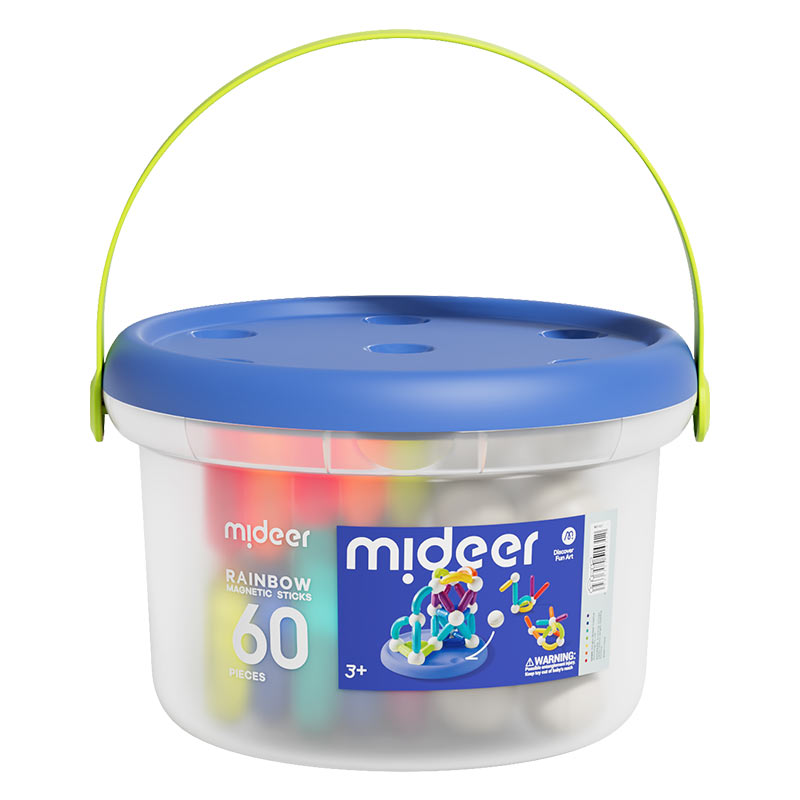 mideer Magnetiske byggestave i regnbuefarver - 60 dele