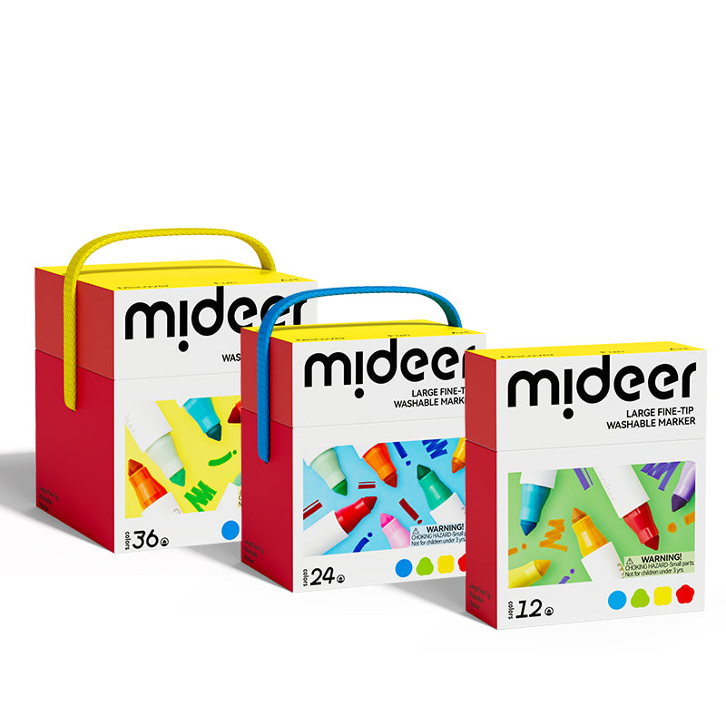 mideer Store vaskbare tuscher med fin spids – 12 farver
