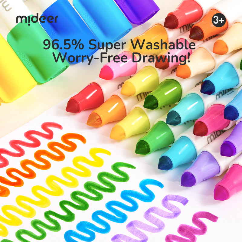 mideer Store vaskbare tuscher med fin spids – 24 farver