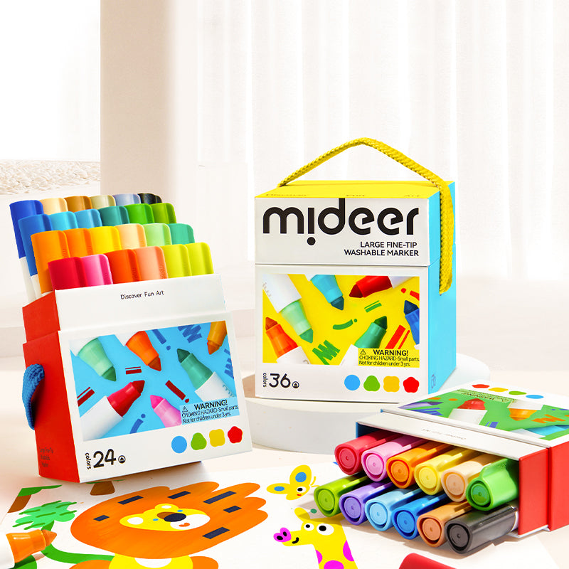 mideer Store vaskbare tuscher med fin spids – 24 farver