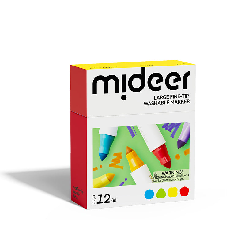 mideer Store vaskbare tuscher med fin spids – 12 farver