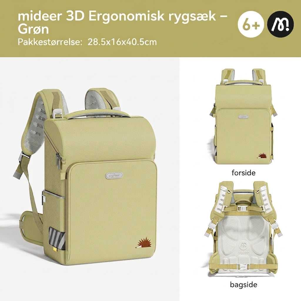 mideer 3D Ergonomisk rygsæk – Grøn