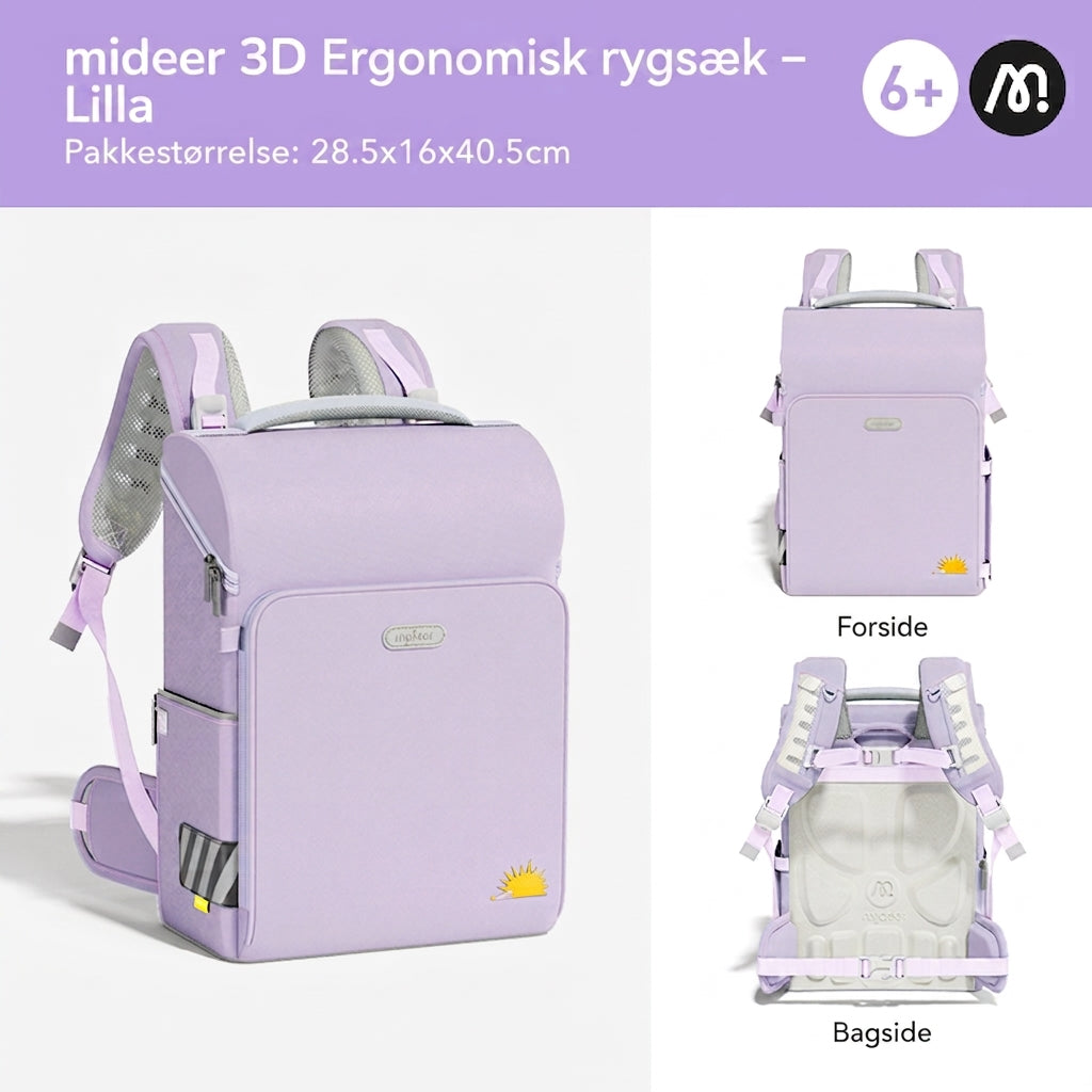 mideer 3D Ergonomisk rygsæk – Lilla