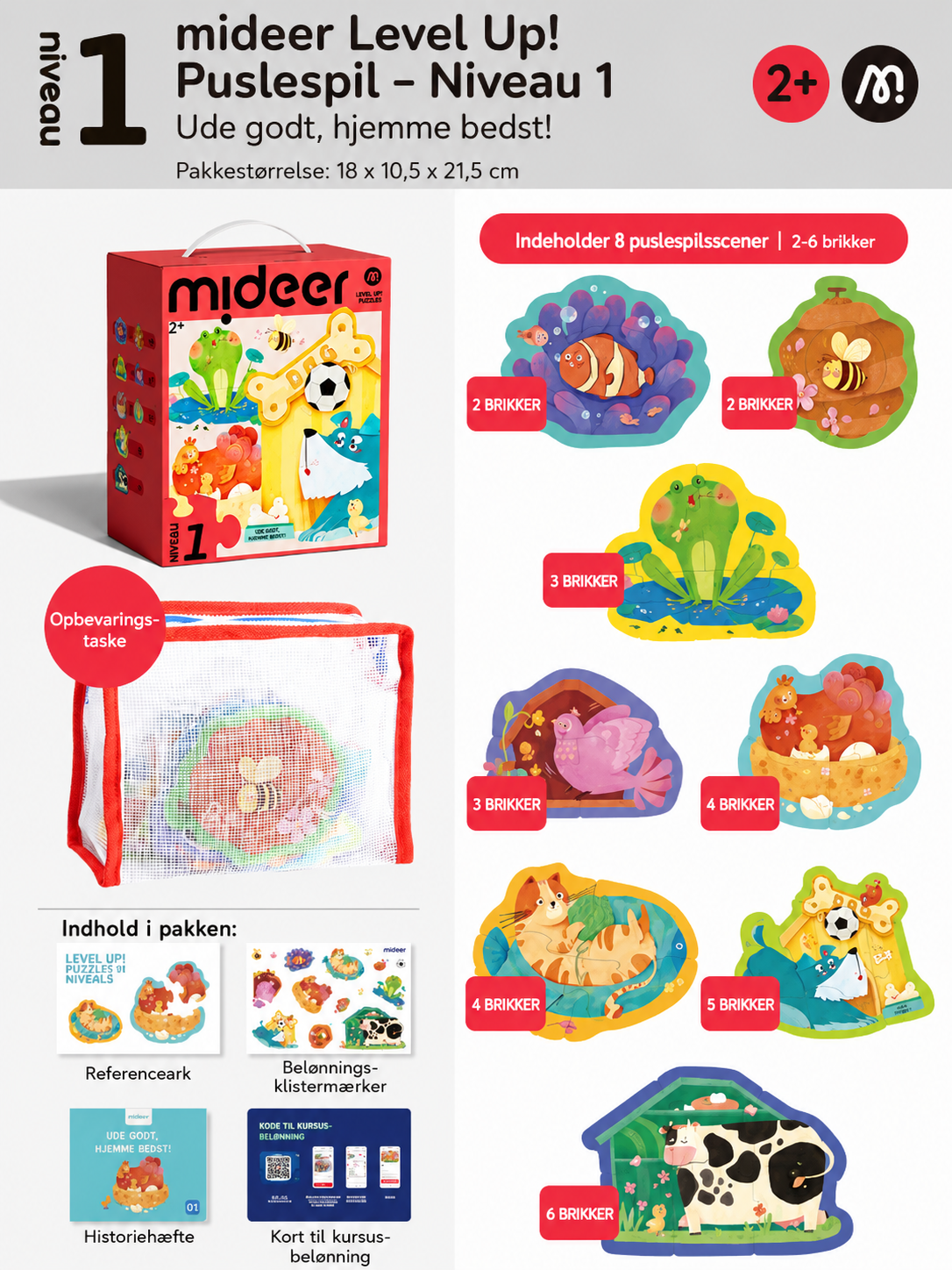 mideer Level Up! Puslespil – Niveau 1 Ude godt. hjemme bedst!