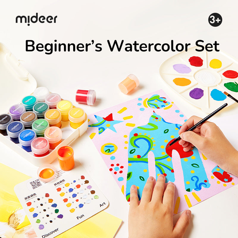 mideer Gouache-malesæt med transportabel spand