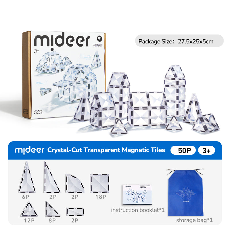 mideer Gennemsigtige magnetfliser med diamantslibning - 50 dele