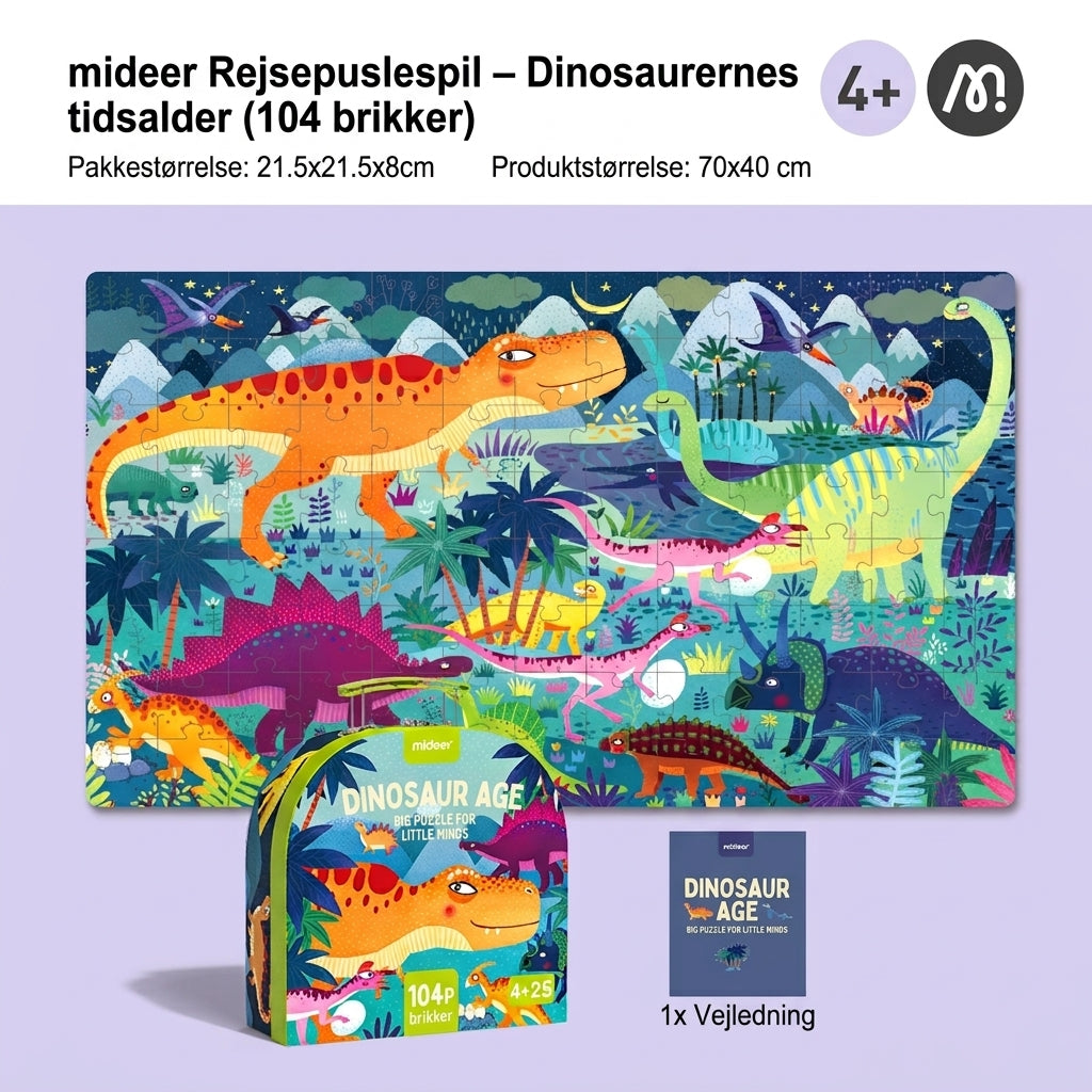 mideer Rejsepuslespil – Dinosaurernes tidsalder (104 brikker)