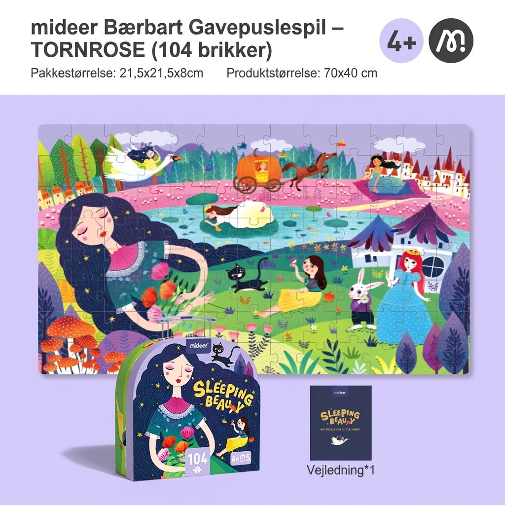 mideer Bærbart Gavepuslespil – TORNROSE (104 brikker)