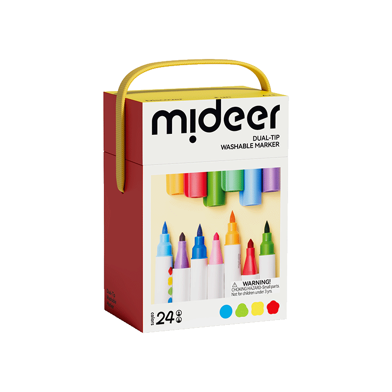 mideer Vaskbare tuscher med dobbeltspids - 24 farver