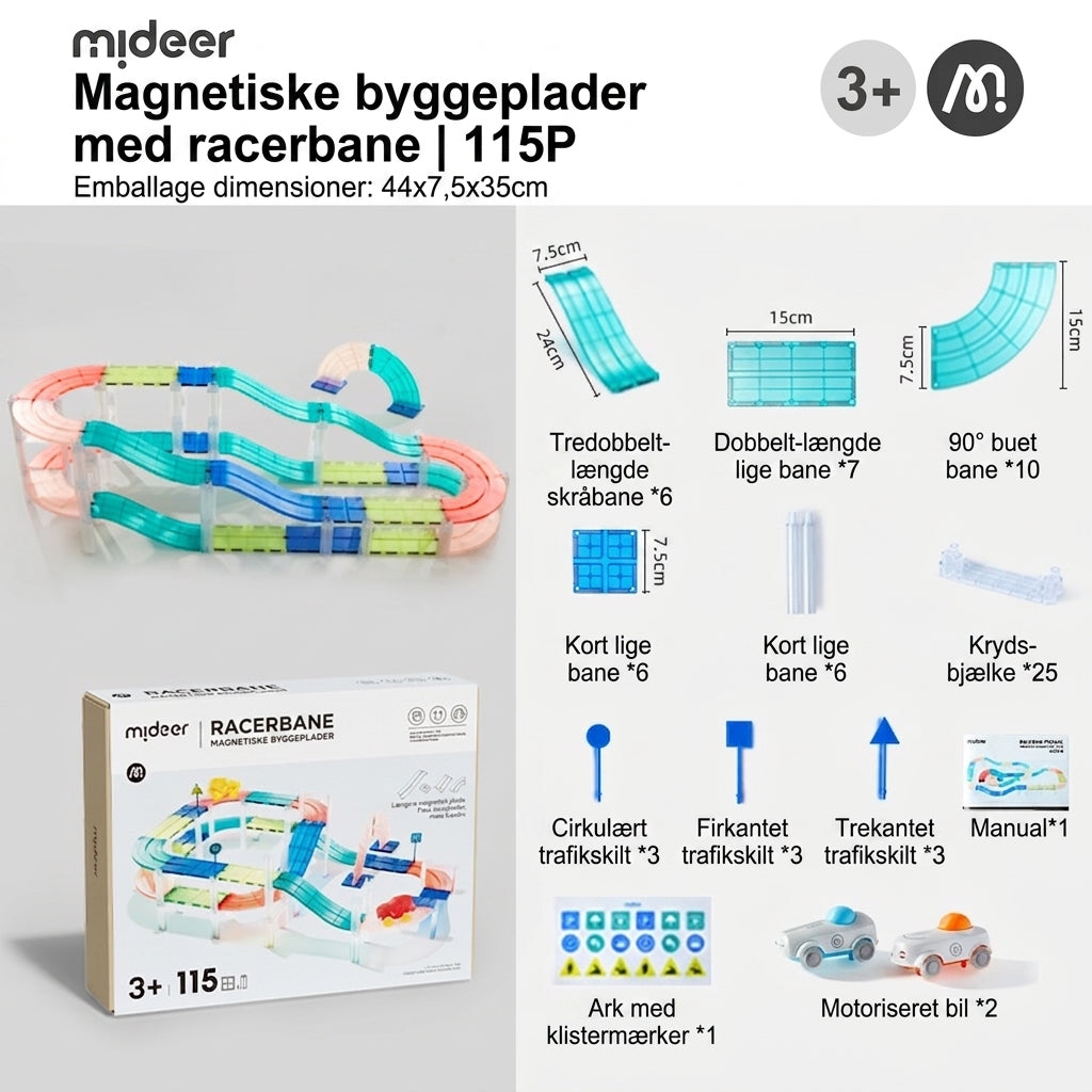 mideer Magnetiske byggeplader med racerbane