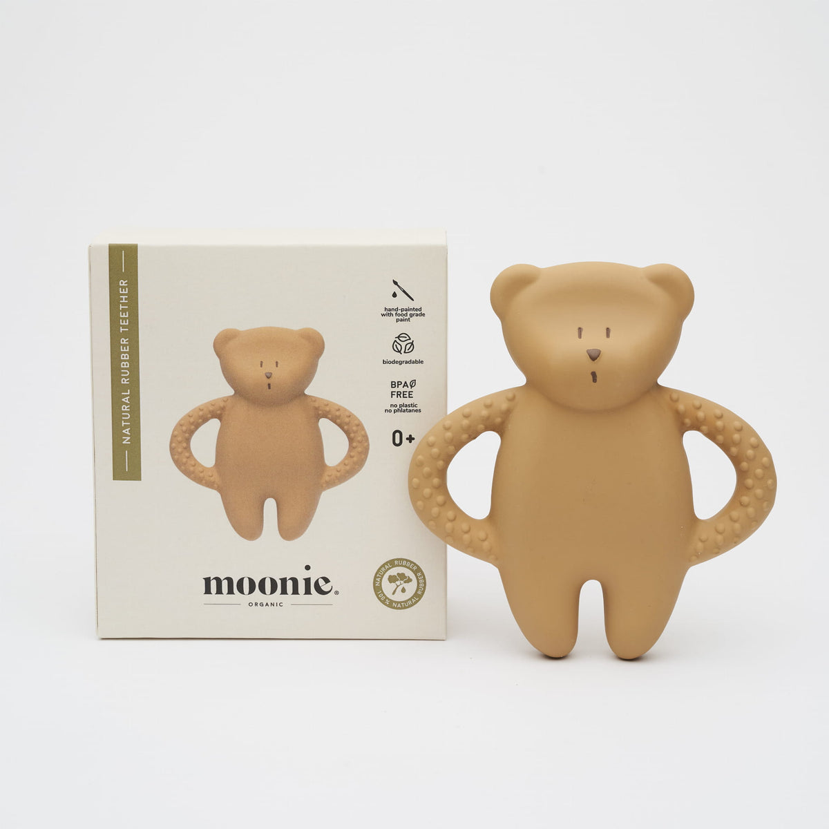 MOONIE bidering i naturgummi, bamse – Cappuccino – 54 g