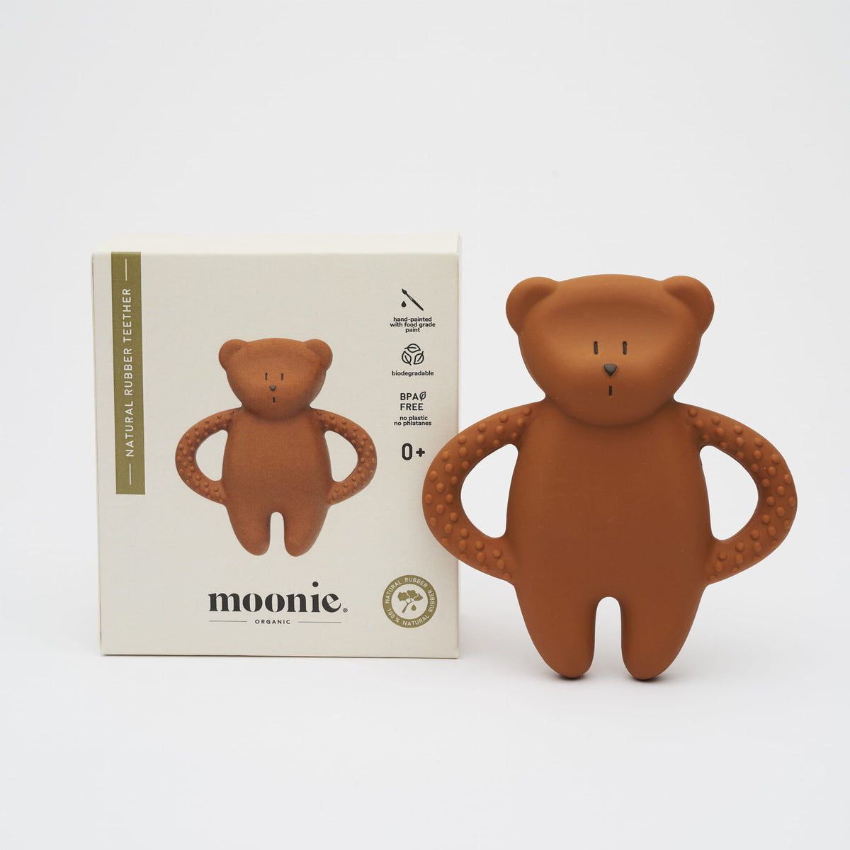 MOONIE bidering i naturgummi, bamse – Karamel – 54 g