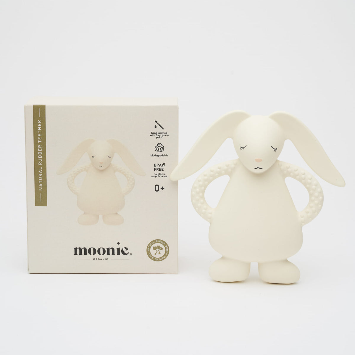 MOONIE bidering i naturgummi, kanin – Creme – 54 g