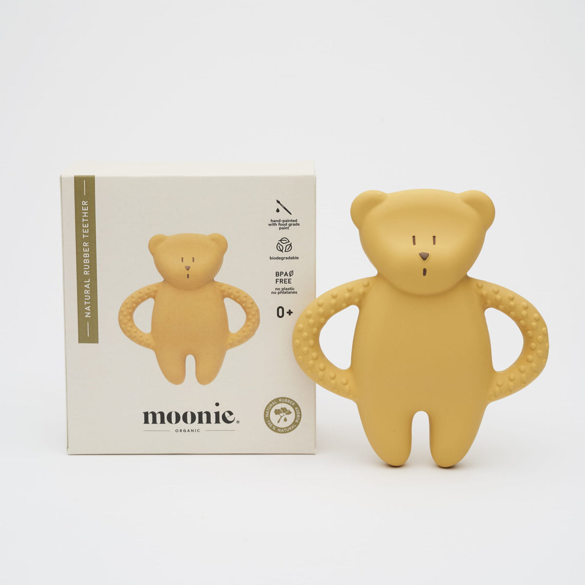 MOONIE bidering i naturgummi, bamse – Honning – 54 g