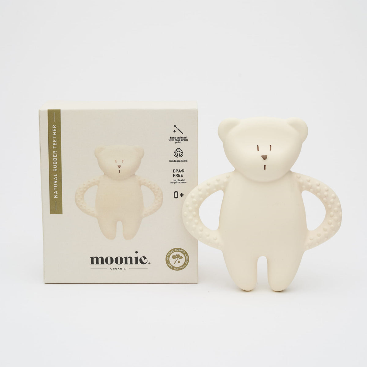 MOONIE bidering i naturgummi, bamse – Polar – 54 g