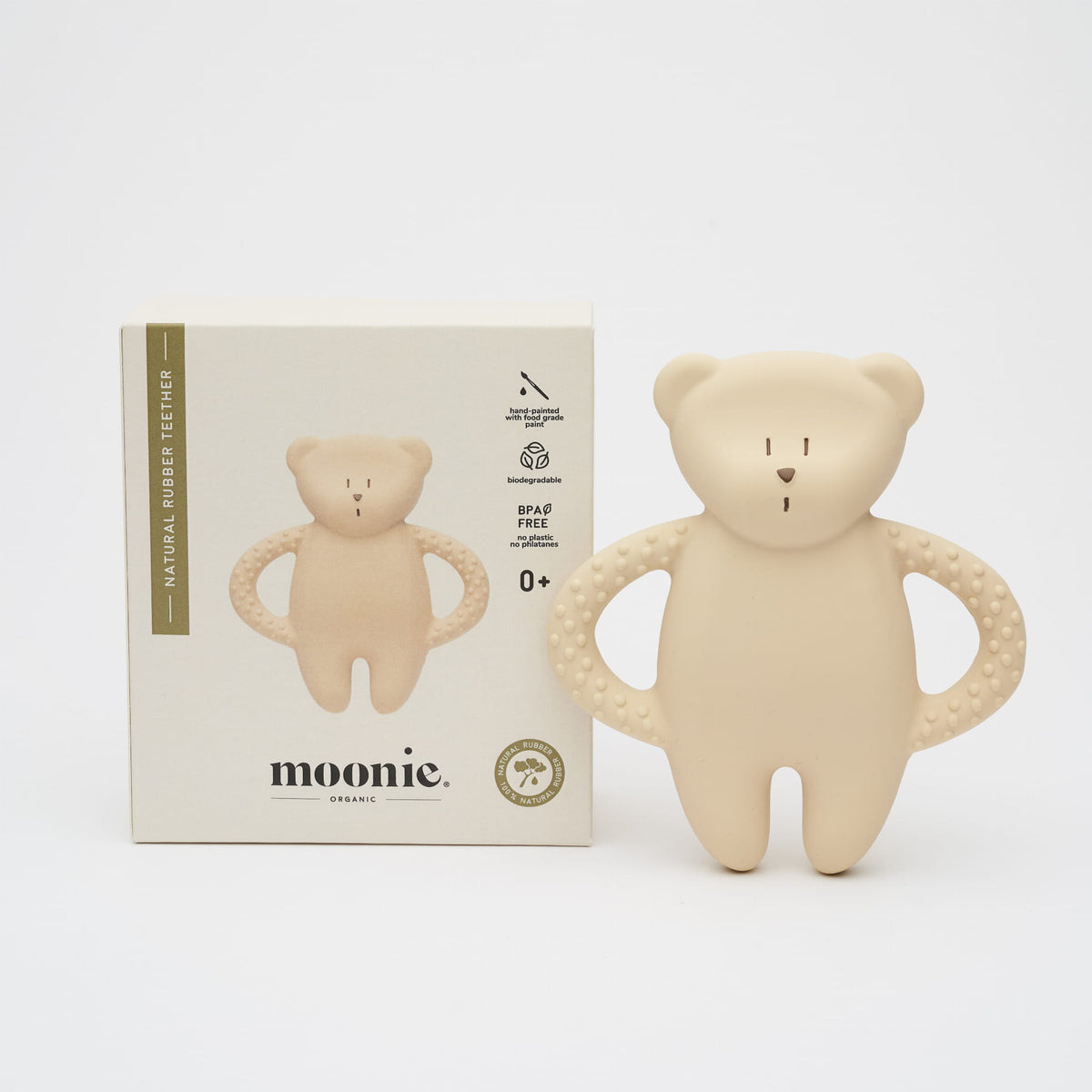 MOONIE bidering i naturgummi, bamse – Sand – 54 g