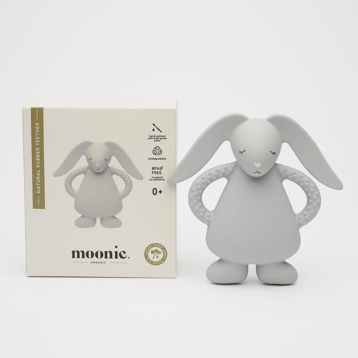 MOONIE bidering i naturgummi, kanin – Sølv – 54 g