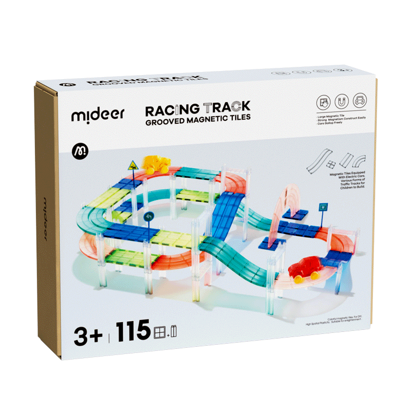 mideer Magnetiske byggeplader med racerbane